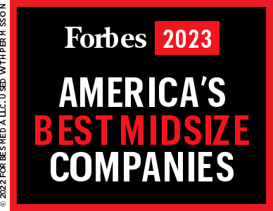A graphic reading "Forbes 2023: America's Best Midsize Companies."