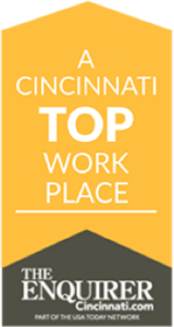 A graphic reading "A Cincinnati Top Workplace, The Enquirer, Cincinnati.com, Part of the USA Today Network."