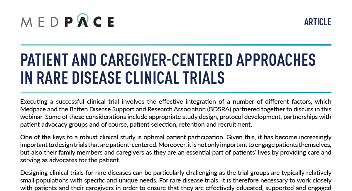 Article-Patient and Caregiver Centered Approaches in Rare Disease Clinical Trials