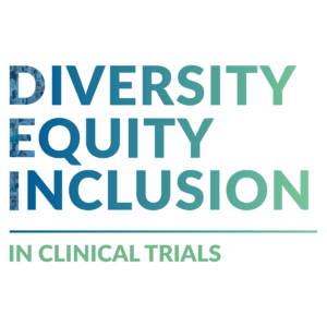 Medpace graphic stating "Diversity, Equity, Inclusion - in Clinical Trials". The DEI letters are filled in with a collage of images. 