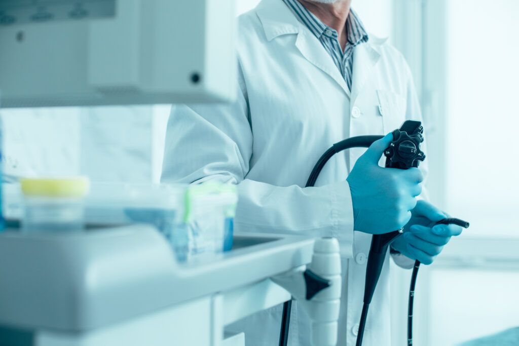 endoscope in hands of experienced medical worker
