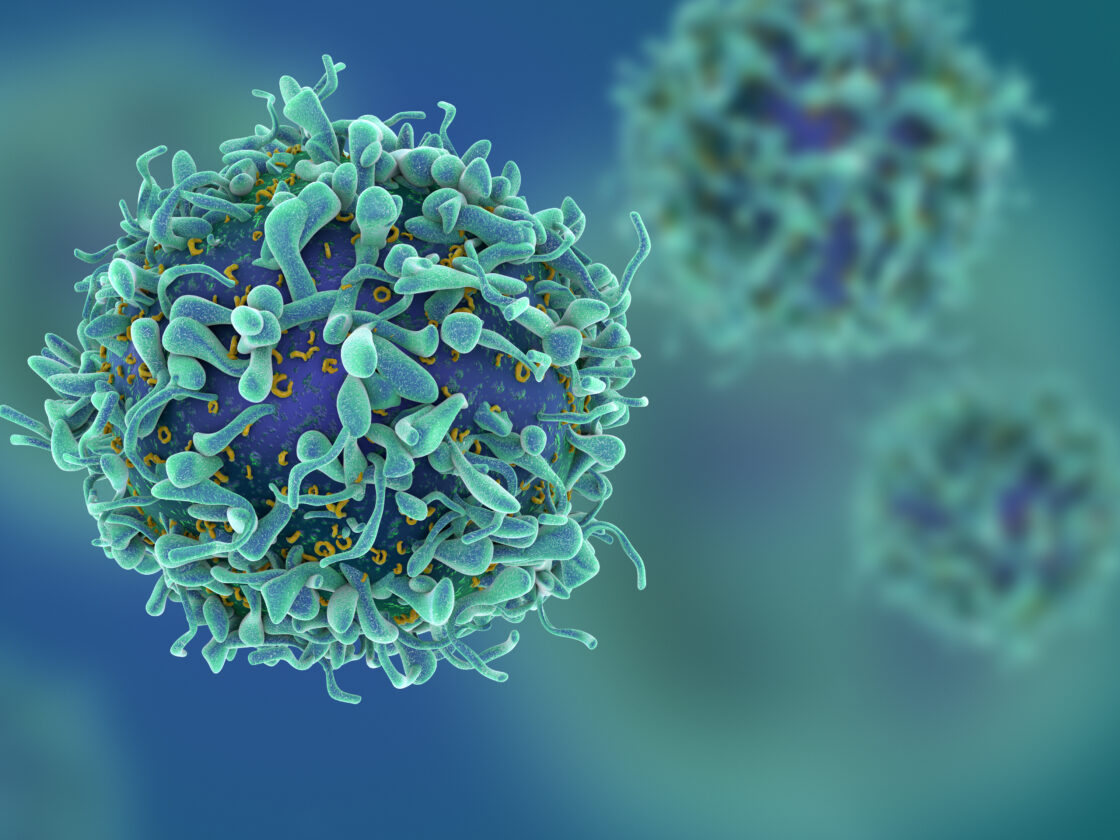 green 3d render of a t-cell