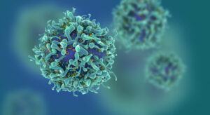 green 3d render of a t-cell