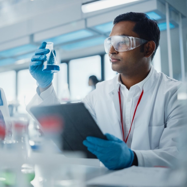 Male Scientist Using Digital Tablet Computer