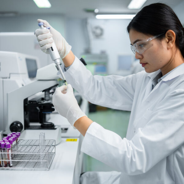 Medical technicians Doctor looking at the microscope