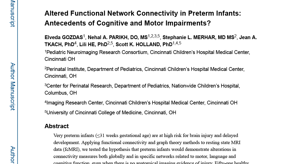 Altered functional network connectivity in preterm infants: antecedents of cognitive and motor impairments