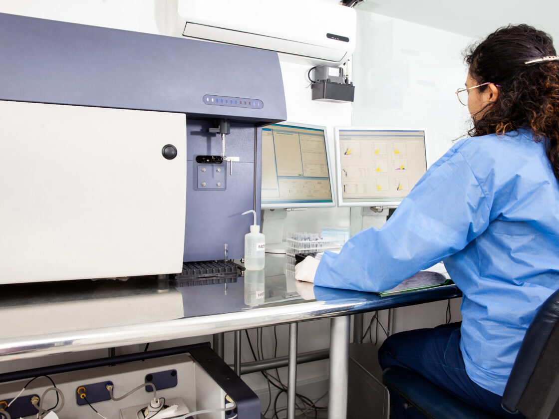 Scientist performing a flow cytometric analysis