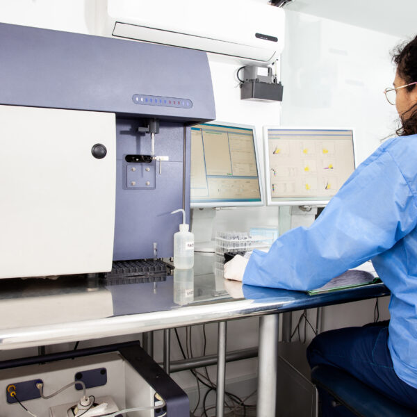 Scientist performing a flow cytometric analysis