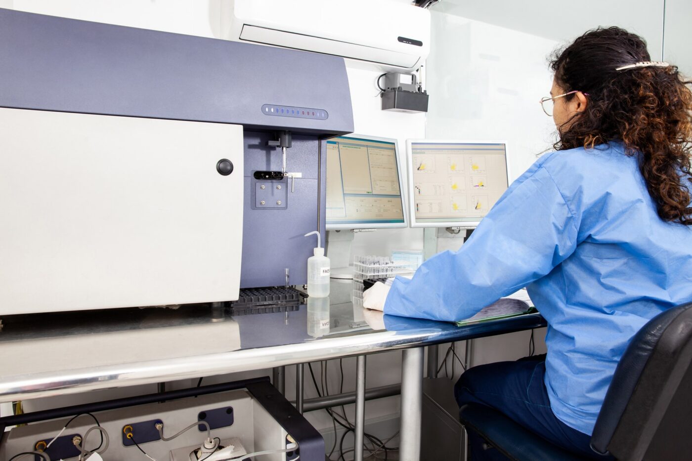 Scientist performing a flow cytometric analysis
