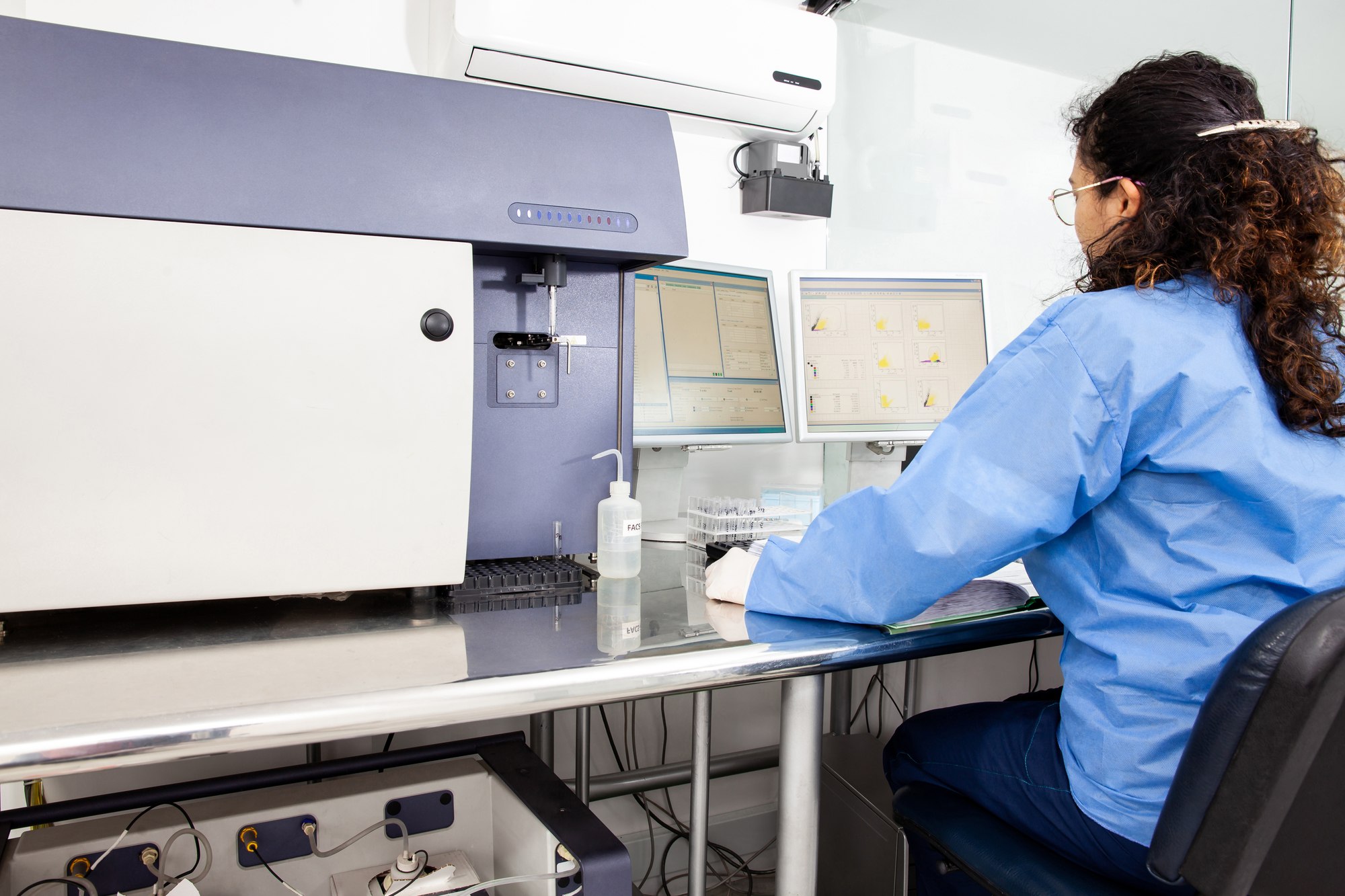 Scientist performing a flow cytometric analysis