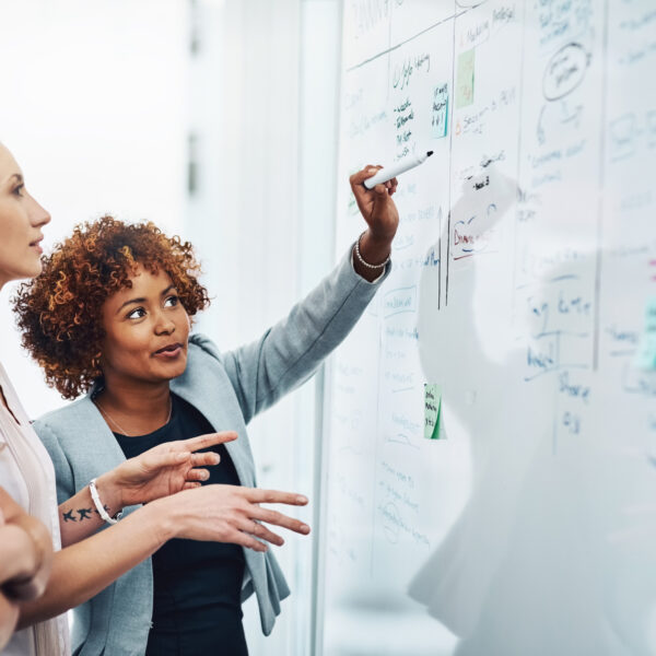 group of businesswomen brainstorming ideas