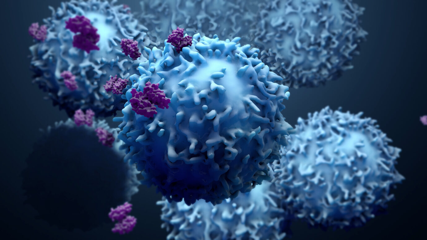 3d illustration proteins with lymphocytes