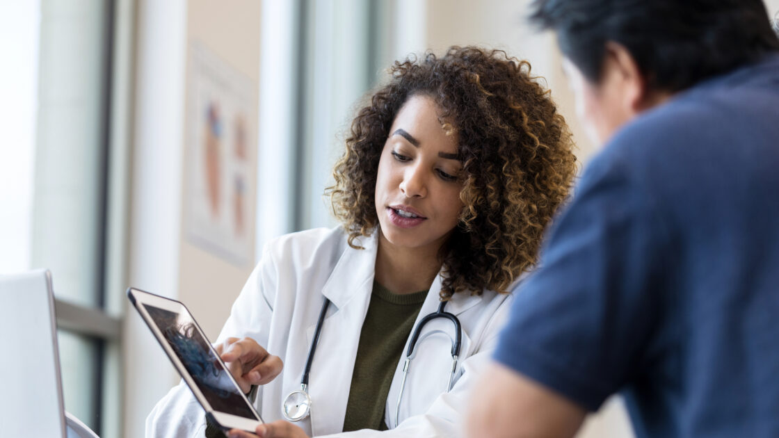 Doctor speaker with her patient