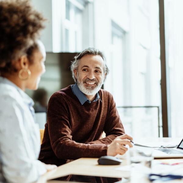 Smiling financial advisor and business person