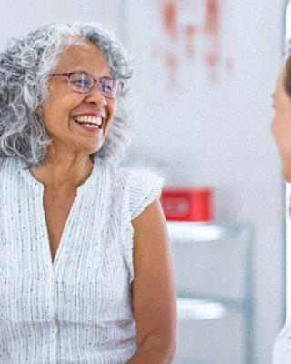 woman talking to doctor about menopause